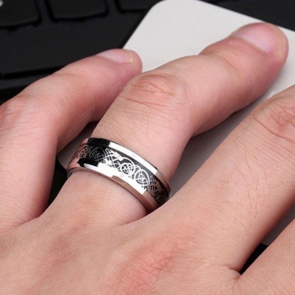 JA Engagement Rings for Women White Celtic Dragon Ring Stainless Steel Jewelry JA Engagement Rings for Women White Celtic Dragon Ring Stainless Steel Jewelry